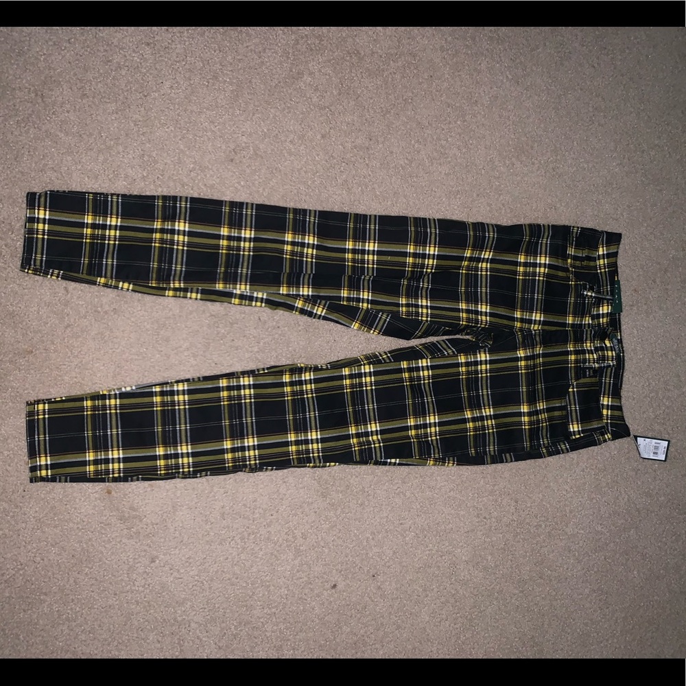 Plaid denim pants